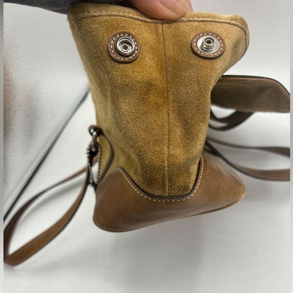 Coach Suede and Leather Shoulder Bag in Tan - Picture 10 of 13
